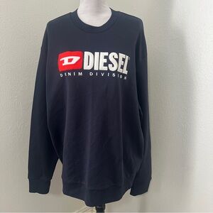 Diesel Denim Division EUC Men's XL Navy Crewneck Sweater with Logo Across Front